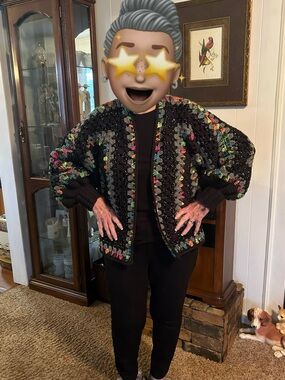 Black Multicolor crochet Sparkle Cardigan